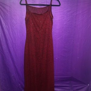 Red dress with subtle floral detail